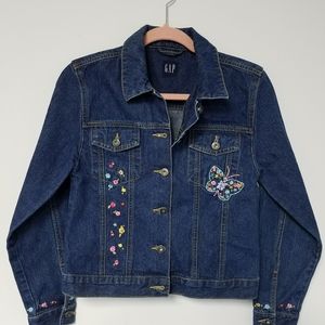 GAP girls adorable embroidered denim jacket, 2XL